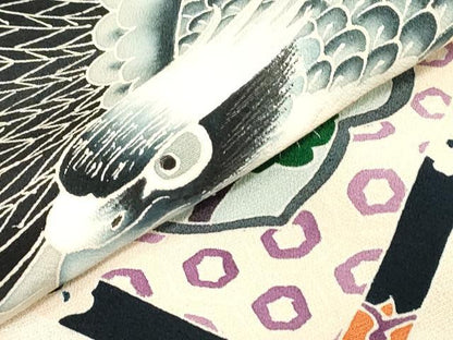 平和屋着物[]お宮参り　男の子　祝着　産着　初着　のしめ　鷹　鷲　天井花文　逸品　DABJ3135ea