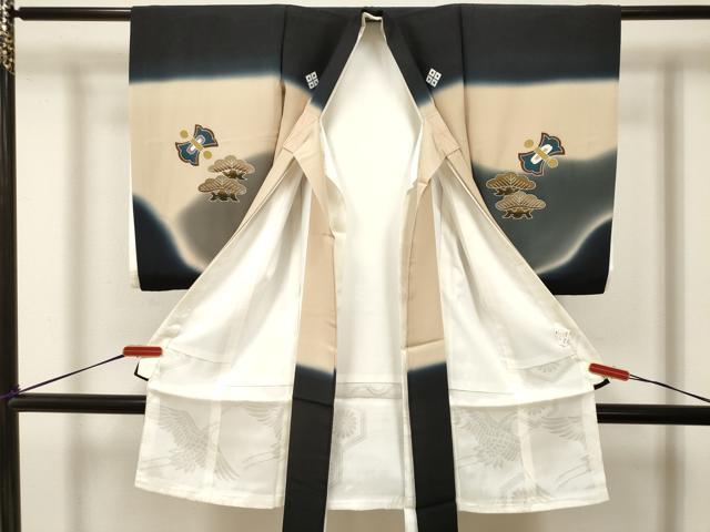 平和屋着物[]お宮参り　男の子　祝着　産着　初着　のしめ　龍　兜　器物松文　暈し染め　金彩　逸品　DABJ3136ea