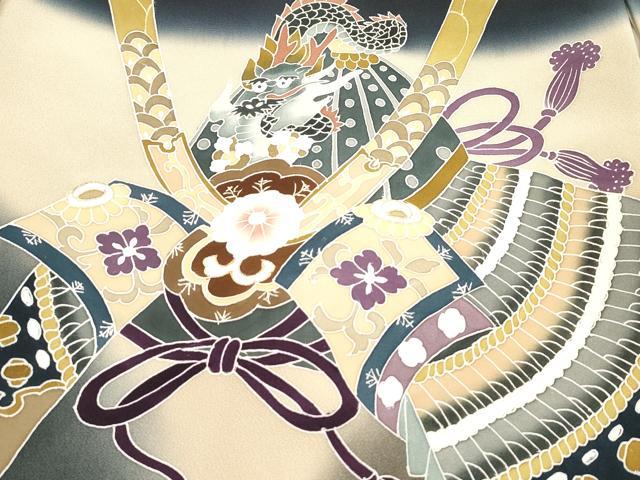 平和屋着物[]お宮参り　男の子　祝着　産着　初着　のしめ　龍　兜　器物松文　暈し染め　金彩　逸品　DABJ3136ea