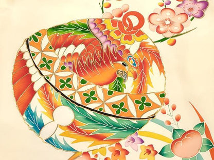 平和屋着物[]お宮参り　女の子　祝着　産着　初着　のしめ　駒刺繍　鈴花丸文　暈し染め　金彩　逸品　DABJ3137ea