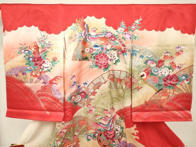 平和屋着物[]お宮参り　女の子　祝着　産着　初着　のしめ　鴛鴦花車文　金銀彩　逸品　DABJ3139ea