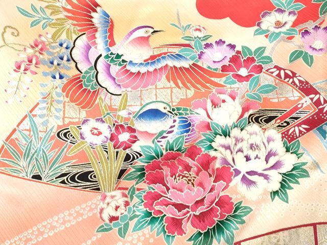 平和屋着物[]お宮参り　女の子　祝着　産着　初着　のしめ　鴛鴦花車文　金銀彩　逸品　DABJ3139ea