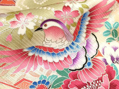 平和屋着物[]お宮参り　女の子　祝着　産着　初着　のしめ　鴛鴦花車文　金銀彩　逸品　DABJ3139ea