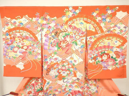 平和屋着物[]お宮参り　女の子　祝着　産着　初着　のしめ　駒刺繍　檜扇花文　くす玉　金彩　逸品　DABJ3141ea