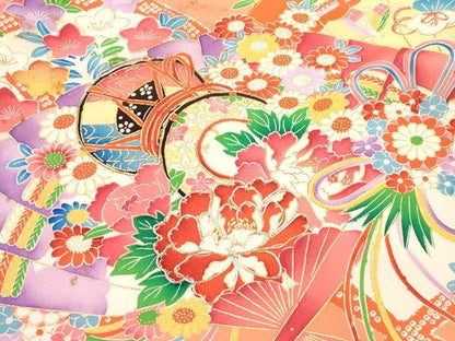 平和屋着物[]お宮参り　女の子　祝着　産着　初着　のしめ　駒刺繍　檜扇花文　くす玉　金彩　逸品　DABJ3141ea