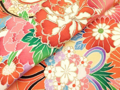 平和屋着物[]お宮参り　女の子　祝着　産着　初着　のしめ　駒刺繍　檜扇花文　くす玉　金彩　逸品　DABJ3141ea