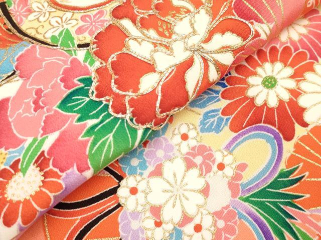 平和屋着物[]お宮参り　女の子　祝着　産着　初着　のしめ　駒刺繍　檜扇花文　くす玉　金彩　逸品　DABJ3141ea