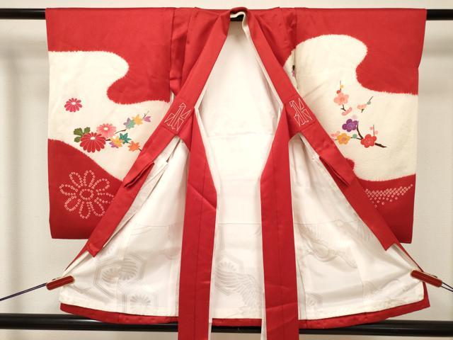 平和屋着物[]お宮参り　女の子　祝着　産着　初着　のしめ　絞り　花鼓文　逸品　DABJ3143ea