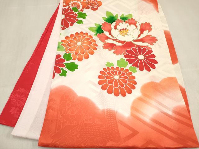 平和屋着物[]お宮参り　女の子　祝着　産着　初着　のしめ　駒刺繍　御所車花文　逸品　DABJ3144ea