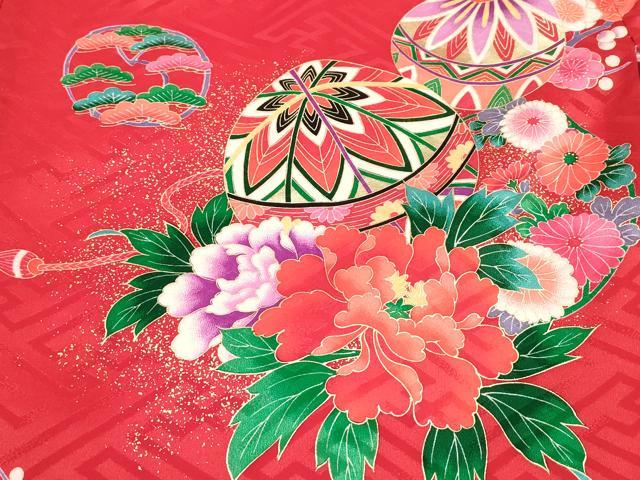 平和屋着物[]お宮参り　女の子　祝着　産着　初着　のしめ　舞蝶花鞠文　金彩　逸品　DABJ3146ea