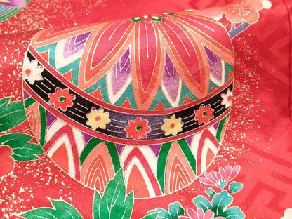 平和屋着物[]お宮参り　女の子　祝着　産着　初着　のしめ　舞蝶花鞠文　金彩　逸品　DABJ3146ea