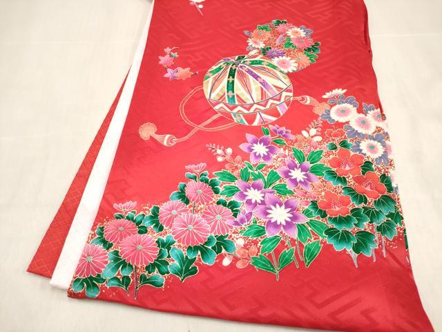 平和屋着物[]お宮参り　女の子　祝着　産着　初着　のしめ　舞蝶花鞠文　金彩　逸品　DABJ3146ea