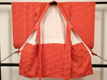 平和屋着物[]お宮参り　女の子　祝着　産着　初着　のしめ　雲地紋　丹色　逸品　DABJ3147ea