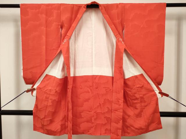 平和屋着物[]お宮参り　女の子　祝着　産着　初着　のしめ　雲地紋　丹色　逸品　DABJ3147ea