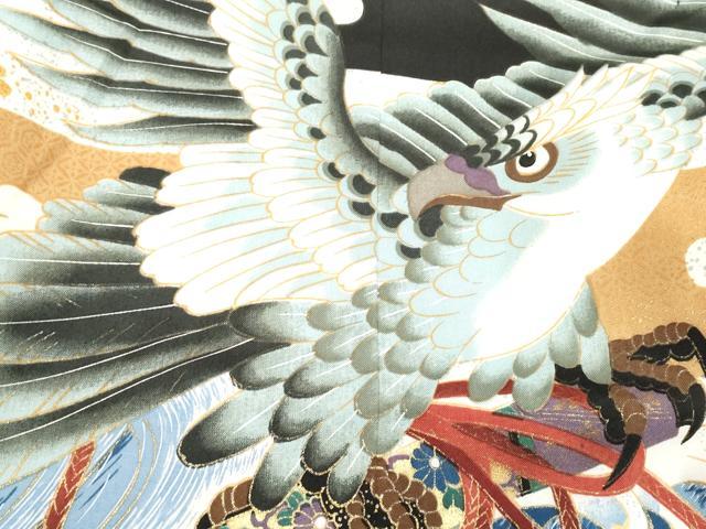平和屋着物[]七五三　男の子　羽織　鷹　鷲　立波笹文　金彩　DABJ3148ea