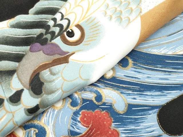 平和屋着物[]七五三　男の子　羽織　鷹　鷲　立波笹文　金彩　DABJ3148ea