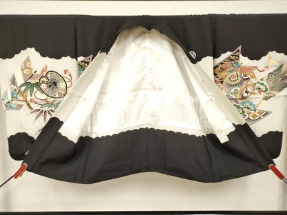 平和屋着物[]七五三　男の子　羽織　鷹　鷲　矢羽松文　金彩　逸品　DABJ3150ea