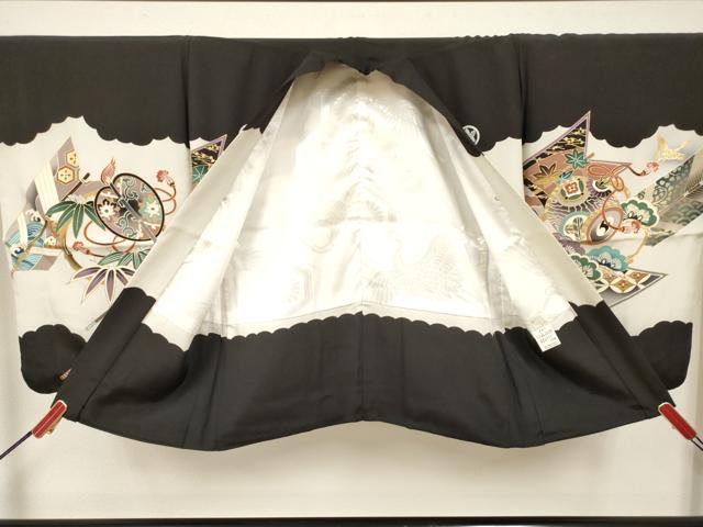 平和屋着物[]七五三　男の子　羽織　鷹　鷲　矢羽松文　金彩　逸品　DABJ3150ea
