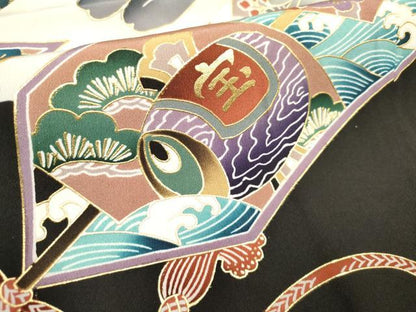 平和屋着物[]七五三　男の子　羽織　鷹　鷲　矢羽松文　金彩　逸品　DABJ3150ea