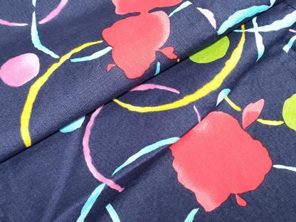 平和屋着物＊夏物　綿紅梅　浴衣　女の子　子供　金魚　水面　綿　逸品　DABJ3159ea