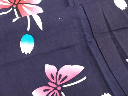 平和屋着物＊夏物　浴衣　女の子　子供　注染　舞蝶文　日本製　綿　逸品　DABJ3162ea