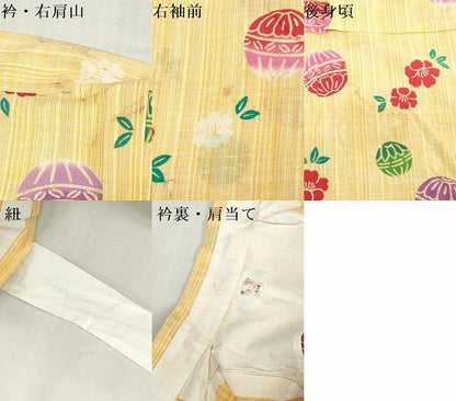 平和屋着物＊夏物　浴衣　女の子　子供　注染　花鞠文　日本製　綿　逸品　DABJ3166ea