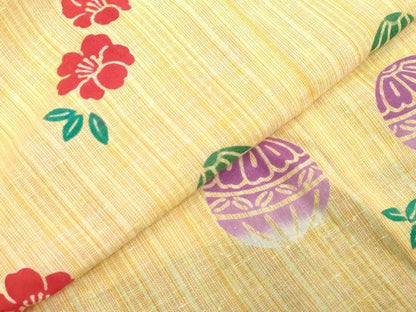 平和屋着物＊夏物　浴衣　女の子　子供　注染　花鞠文　日本製　綿　逸品　DABJ3166ea
