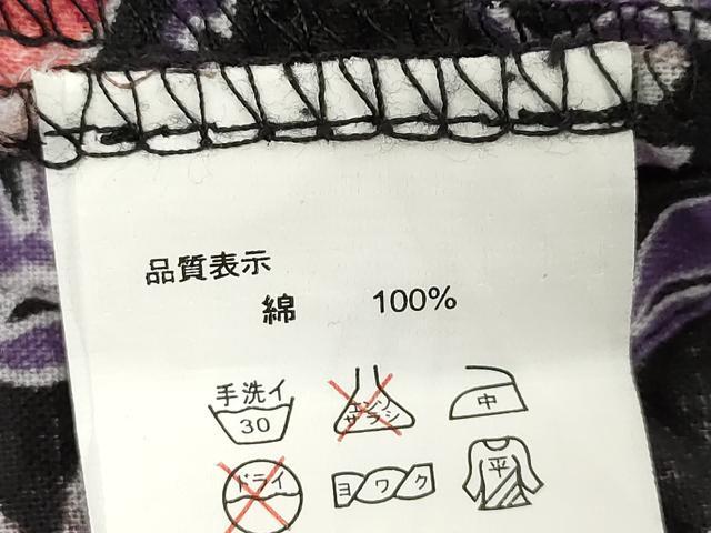 平和屋着物＊夏物　甚平　上下セット　女の子　子供　薔薇　バラ　黒地　ポケット付き　綿　DABJ3171ea