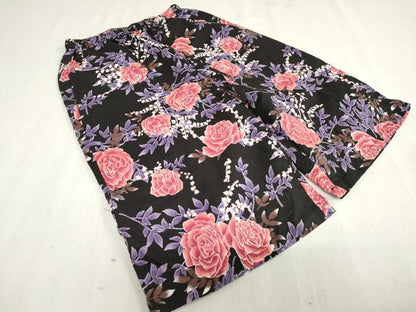 平和屋着物＊夏物　甚平　上下セット　女の子　子供　薔薇　バラ　黒地　ポケット付き　綿　DABJ3171ea