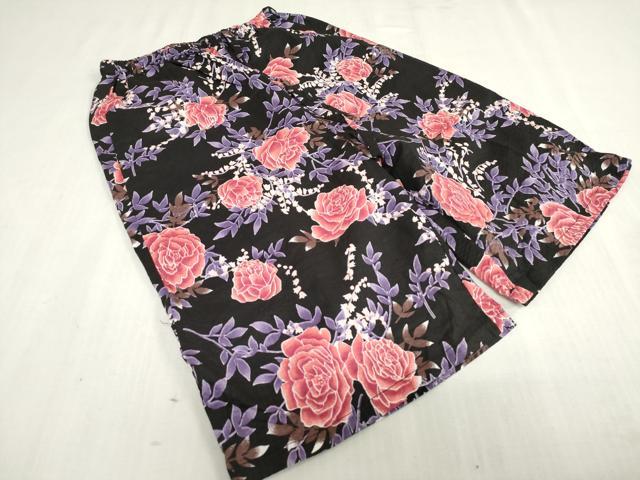 平和屋着物＊夏物　甚平　上下セット　女の子　子供　薔薇　バラ　黒地　ポケット付き　綿　DABJ3171ea