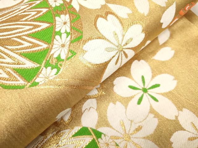 平和屋着物[]女の子　子供　全通柄袋帯　栄基堂　鞠桜文　金糸　逸品　DABJ3267ea
