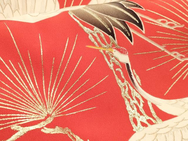 平和屋着物[]お宮参り　女の子　祝着　産着　初着　のしめ　飛鶴松文　金彩　逸品　DABJ3280ea