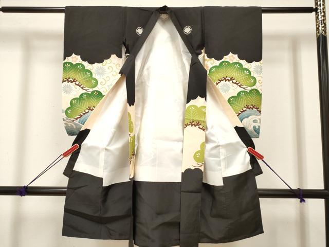 平和屋着物[]お宮参り　男の子　祝着　産着　初着　のしめ　鷹　鷲　富士山　立波器物松文　金彩　逸品　DABJ3281ea