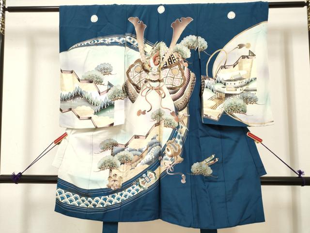 平和屋着物[]お宮参り　男の子　祝着　産着　初着　のしめ　龍　兜　屏風松文　金彩　逸品　DABJ3282ea