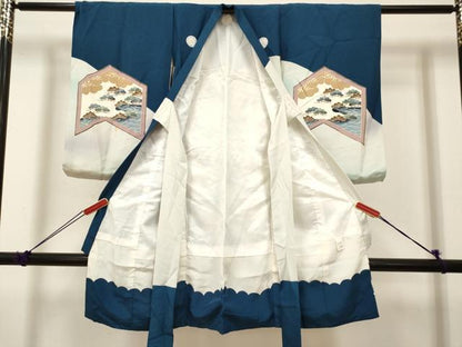平和屋着物[]お宮参り　男の子　祝着　産着　初着　のしめ　龍　兜　屏風松文　金彩　逸品　DABJ3282ea