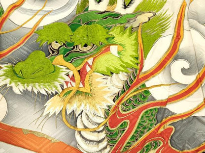 平和屋着物[]お宮参り　男の子　祝着　産着　初着　のしめ　刺繍　手描き　龍　渡橋　瑞雲　逸品　DABJ3285ea