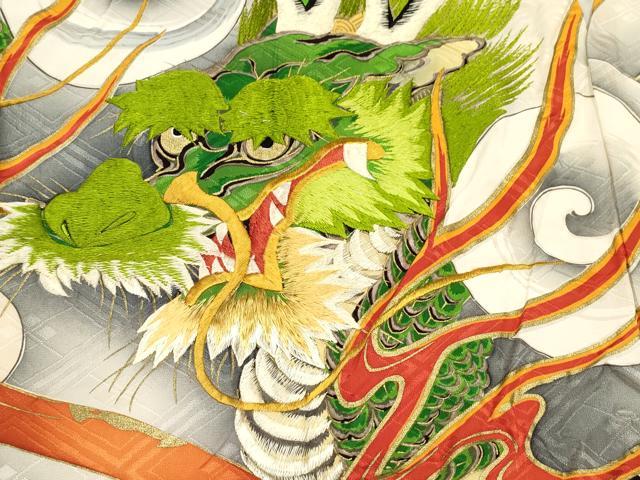 平和屋着物[]お宮参り　男の子　祝着　産着　初着　のしめ　刺繍　手描き　龍　渡橋　瑞雲　逸品　DABJ3285ea