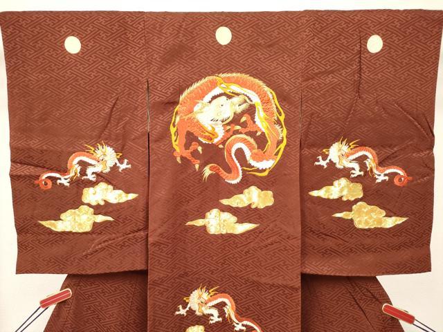 平和屋着物[]お宮参り　男の子　祝着　産着　初着　のしめ　駒刺繍　総刺繍　龍　瑞雲　金糸　逸品　DABJ3286ea