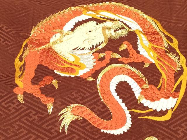 平和屋着物[]お宮参り　男の子　祝着　産着　初着　のしめ　駒刺繍　総刺繍　龍　瑞雲　金糸　逸品　DABJ3286ea
