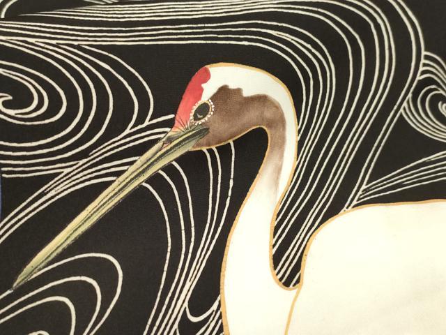 平和屋着物[]お宮参り　男の子　祝着　産着　初着　のしめ　手描き　流水群れ鶴文　大きいサイズ　逸品　DABJ3287ea