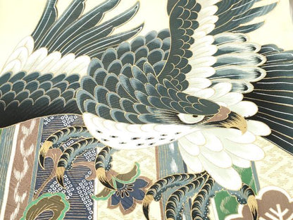 平和屋着物[]お宮参り　男の子　祝着　産着　初着　のしめ　鷹　鷲　器物笹松文　金彩　逸品　DABJ3288ea