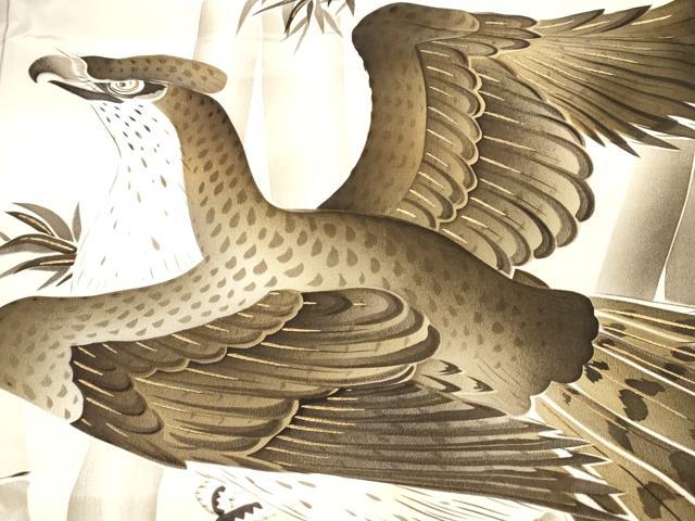 平和屋着物[]お宮参り　男の子　祝着　産着　初着　のしめ　手描き　鷹　鷲　竹林　金彩　逸品　DABJ3291ea