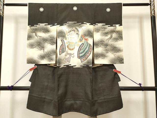 平和屋着物[]お宮参り　男の子　祝着　産着　初着　のしめ　刺繍　手描き　龍　兜　老松　金彩　逸品　DABJ3293ea