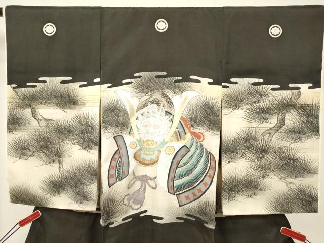 平和屋着物[]お宮参り　男の子　祝着　産着　初着　のしめ　刺繍　手描き　龍　兜　老松　金彩　逸品　DABJ3293ea