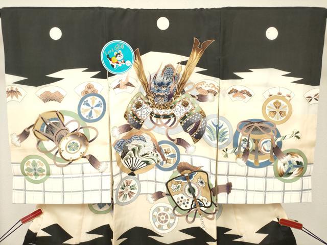 平和屋着物[]お宮参り　男の子　祝着　産着　初着　のしめ　駒刺繍　龍　兜　器物丸文　金彩　逸品　DABJ3296ea