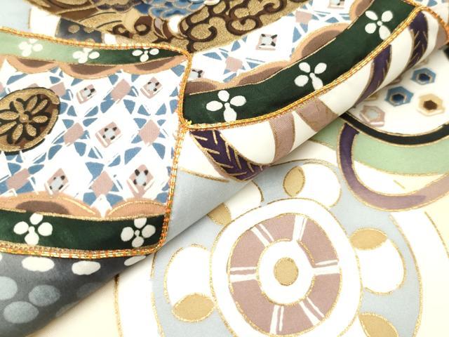 平和屋着物[]お宮参り　男の子　祝着　産着　初着　のしめ　駒刺繍　龍　兜　器物丸文　金彩　逸品　DABJ3296ea