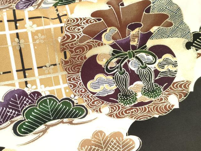 平和屋着物[]お宮参り　男の子　祝着　産着　初着　のしめ　鷹　鷲　器物松文　金彩　逸品　DABJ3297ea