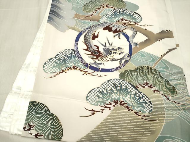平和屋着物[]お宮参り　男の子　祝着　産着　初着　のしめ　鷹　鷲　龍　器物笠松文　金銀彩　逸品　DABJ3298ea