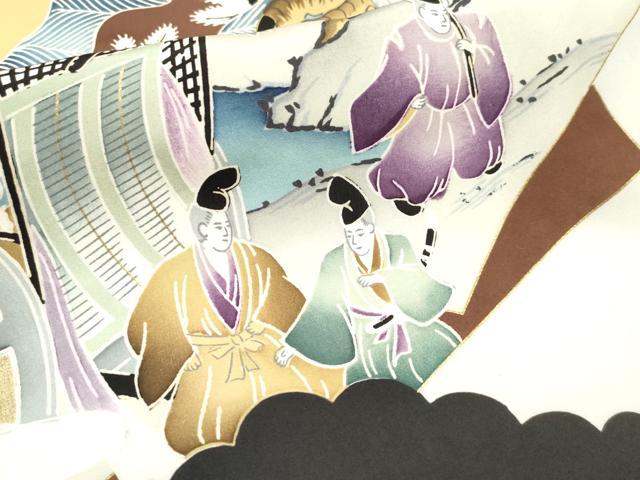 平和屋着物[]お宮参り　男の子　祝着　産着　初着　のしめ　鷹　鷲　人物風景文　金彩　逸品　DABJ3299ea