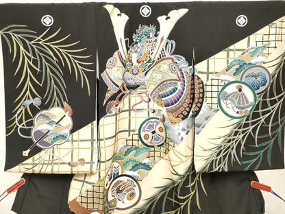 平和屋着物[]お宮参り　男の子　祝着　産着　初着　のしめ　龍　兜　枝垂れ柳　逸品　DABJ3300ea